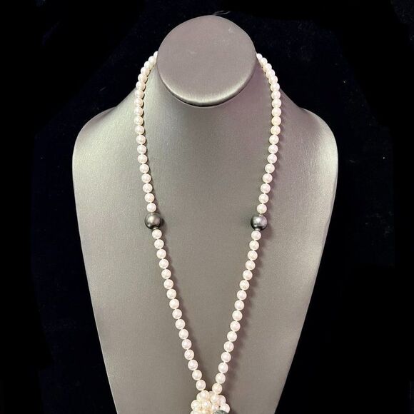Akoya & Tahitian Diamond Necklace 53.5" Gold 13.50 mm Certified $11,975 216998 - Picture 10 of 14